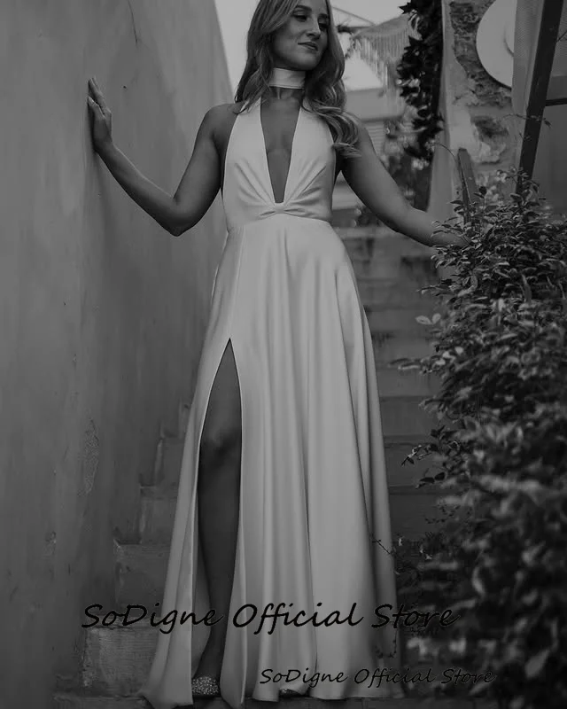 SoDigne Mermaid Simple Wedding Dresses Halter Sleeveless Bridal Dress Beach Long Wedding Gown Robe De Mairee Customized 16 Sae961d18a057459b8dc05ebacb40d1b9M