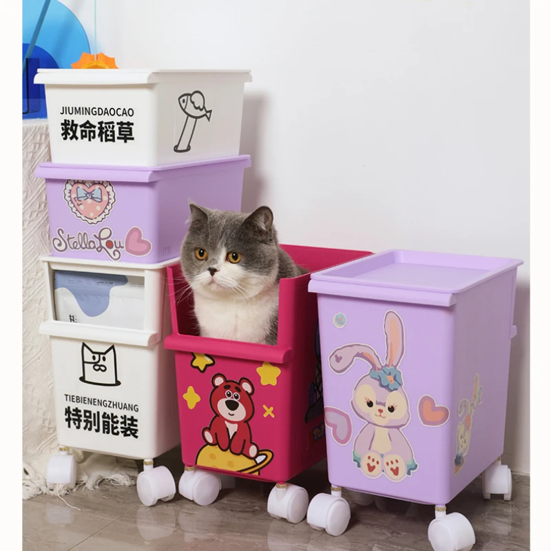 

Small Cart Storage Rack Household Bathroom Bedside Pet Supplies Snack Shelf with Pulleys Multi-layer Plastics Sorting Cabinet