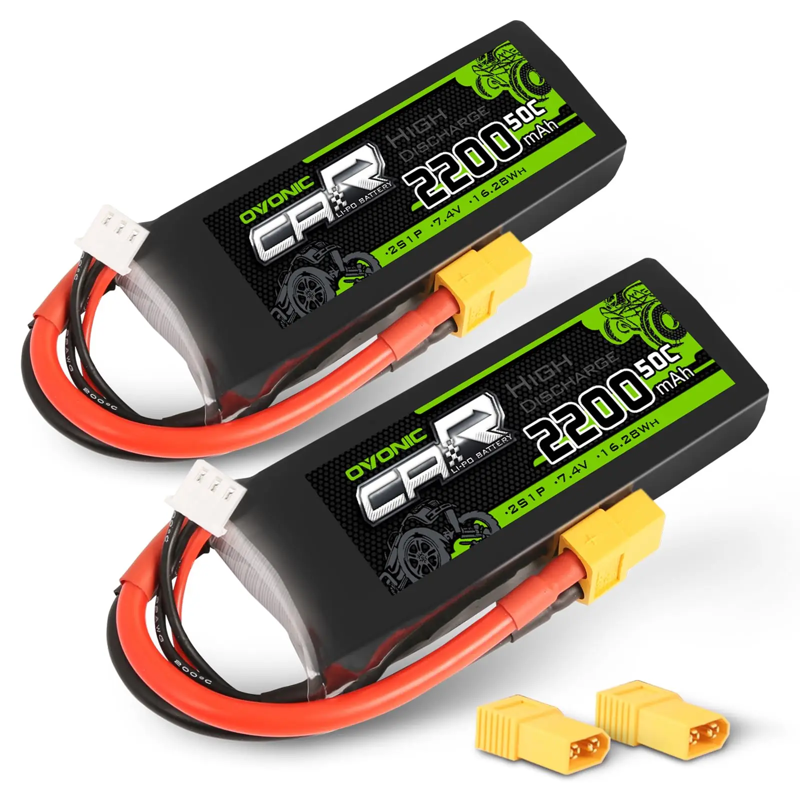 LONHEO Batteries 7,4 V 2200 Ah, Batteries Électriques Li-Polyère