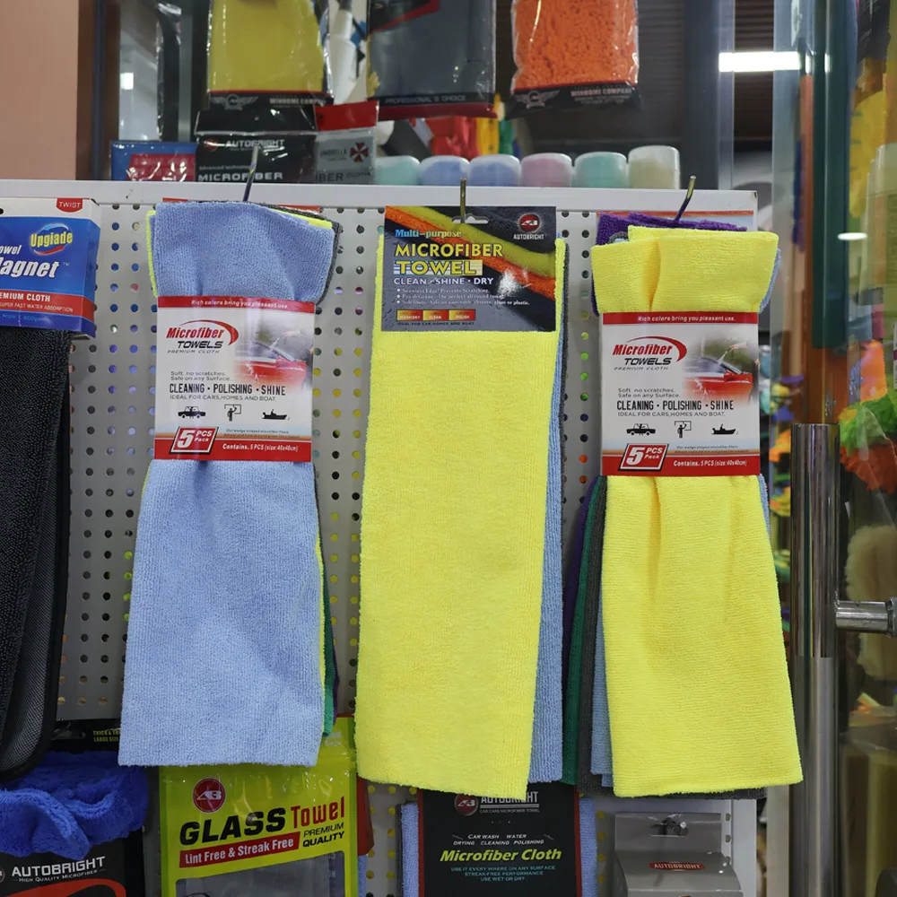 AUTOBRIGHT 40x40CM Microfiber Cleaning Towel 3/5/10pcs Wash Towels Extra Soft for Car Cleaning Drying 300gsm Cloth Car Wash 4