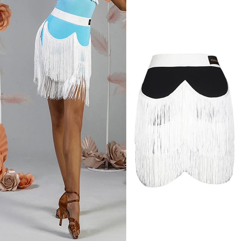 

Latin Dance Skirt Women 2023 New Dance Clothes Adult Cha Cha Rumba Salsa Dance Skirt Latin Practice Wear Fringe Skirt DNV17499
