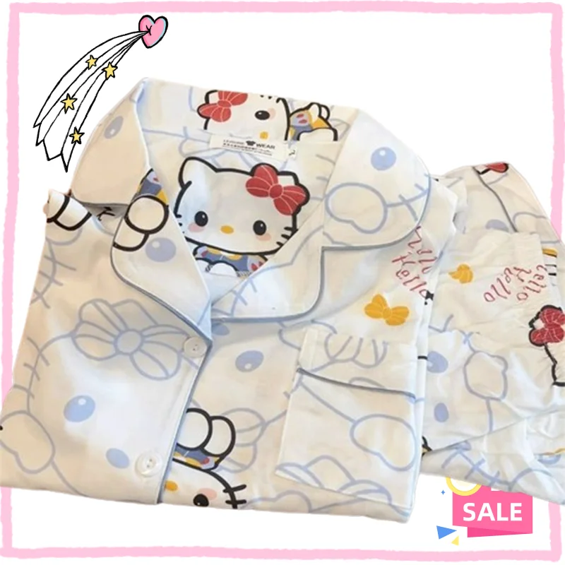 

Kawaii аниме Sanrioed My Melody Hellokitty Пижама женская летняя верхняя одежда мультфильм подарки короткий рукав костюм Пижама домашняя одежда