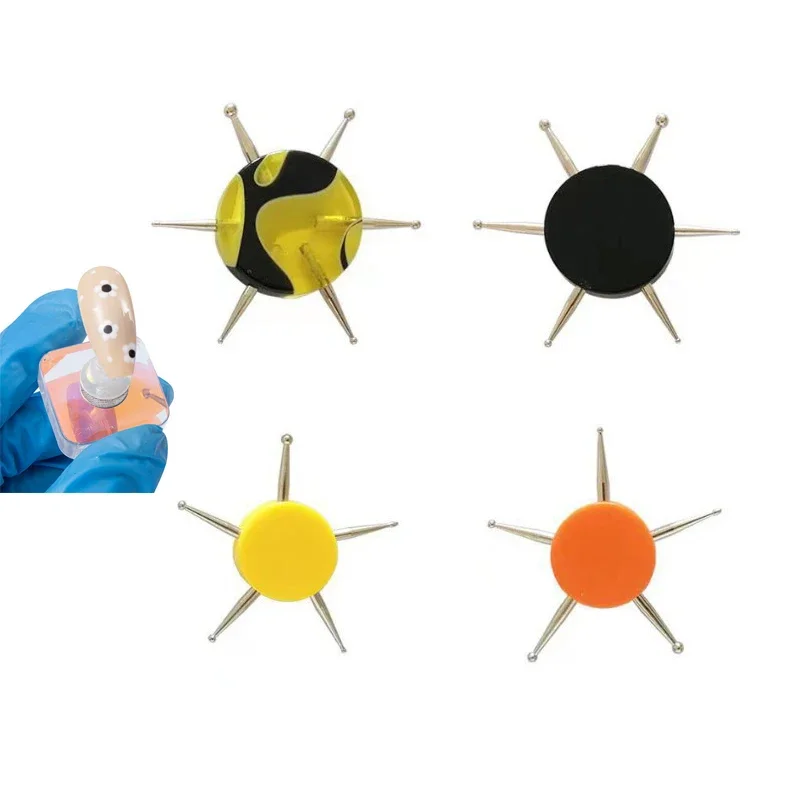 

1pc 6Head Nail Art Dotting Tools Disc Dot diamond painting flower hook shape Nail Point Drill Pen Circular Dotting nail supplies