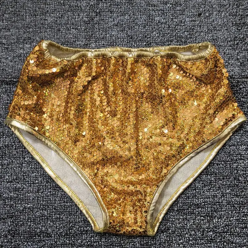 Glossy Sequin Gold Women's Sexy Party Club Shorts Lady Dance