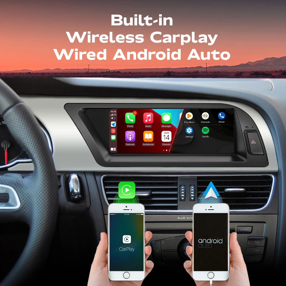 Radio con GPS para coche, reproductor inalámbrico con voz IA, Carplay, Android 14, 4G, WIFI, BT, Navi, DSP, Android, estéreo, para Audi A4 2009-2016 3