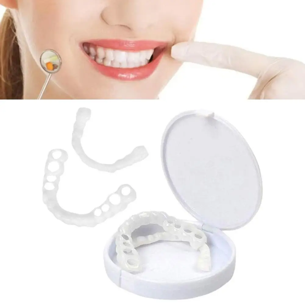 1/2 Paires de Prothèses Dentaires Esthétiques en Silicone à Clipser pour Blanchiment des Dents, Couvre-Dents Supérieurs et Inférieurs, Ajustement Parfait, Outil de Beauté Dentaire 1