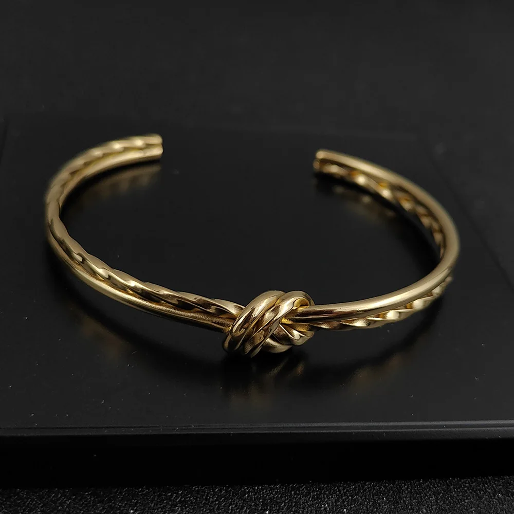 Women's Bangles Twisted Wrap Knot Bracelet Punk Stainless Steel Jewelry for Men Women Wrist Cuff Bracelets Bangle Accessories