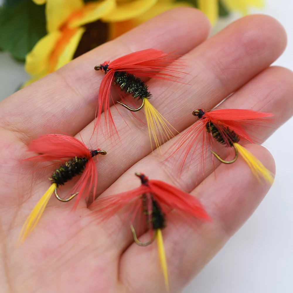 MNFT 10PCS Red Wings Mayfly Trout Fly Fishing Flies Wet/Dry Nymphs Bass  Fish Bait Hooks Size 10#