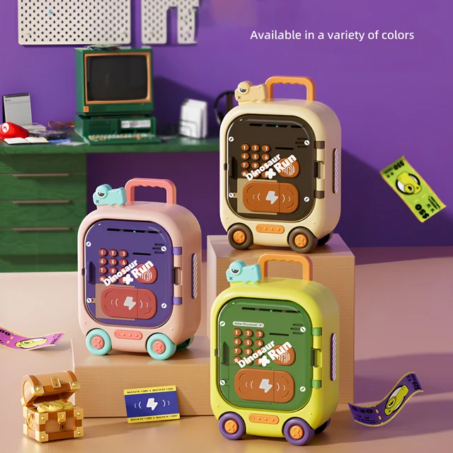 2 in 1 Auto-Rolling Money Password Electronic Atm Bank Children Fingerprint Password Lock Game Pretend Play Preschool Toys Gifts 2