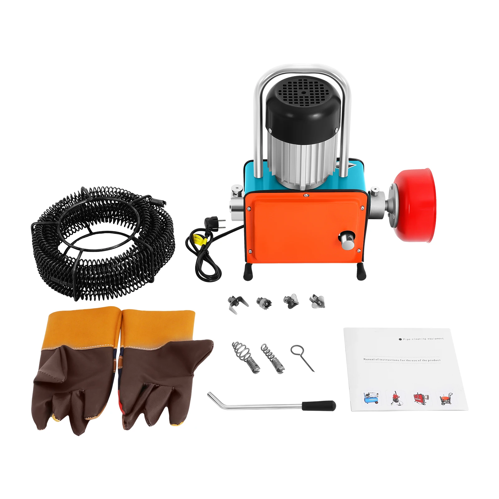 1000W Drain Cleaner Pipe Cleaning Machine Sewer Dredge Cleaning Length 30m With 16mm Drill Bit Set and 39.4ft Spring