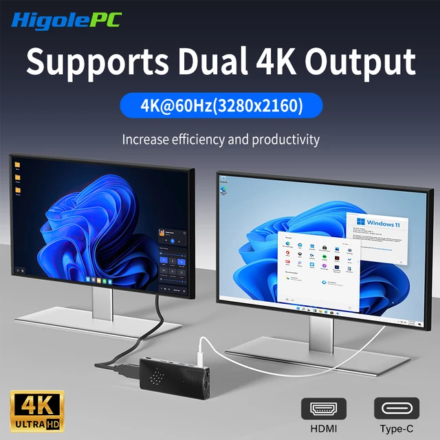 Higole PC Stick Intel J4105 Mini PC Windows 11 WiFi5 8 GB 128 GB PC desktop senza ventola 4K Mini computer TV Stick 5