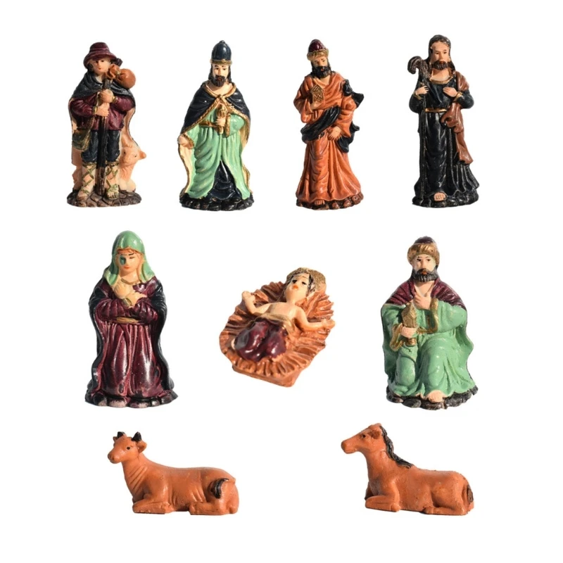 Holy Crib Figurine Resin Catholic Religious Christmas Nativity Church Decor