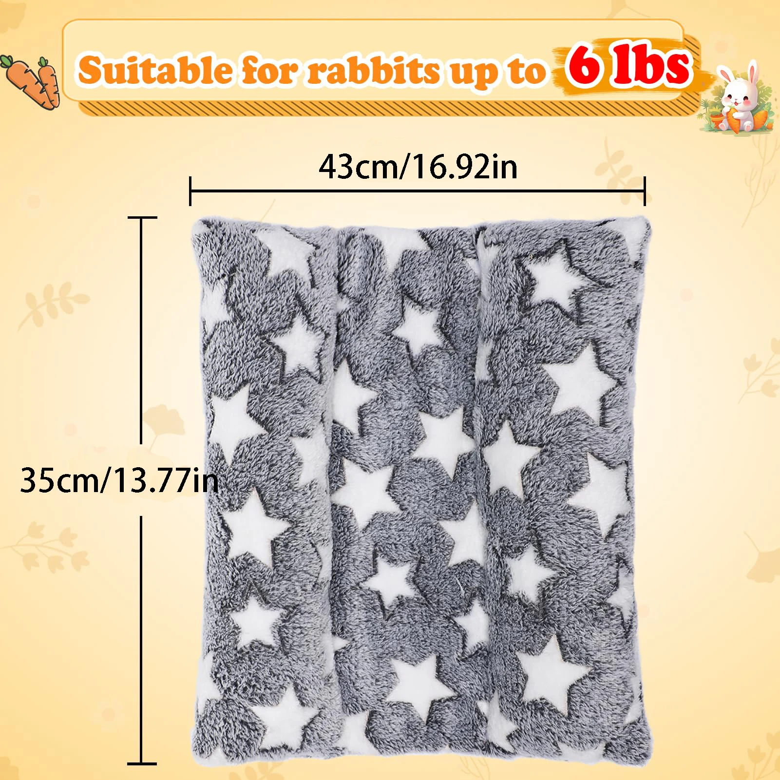 Letto per conigli: letto concavo per conigli spesso e morbido, morbido cuscino in stile cuscino, fornito con cuscino reclinabile, adatto per regali per dormire con conigli da interni, motivo a stella grigia - immagine 6