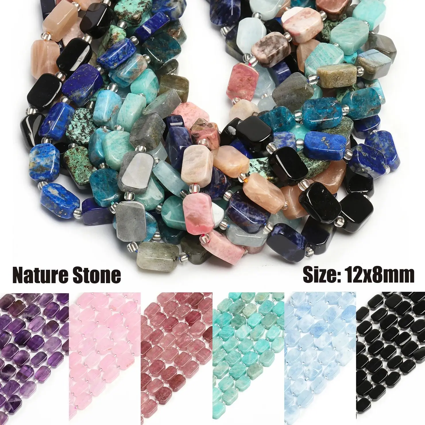 

8x12mm AA Natural Amazonite Aquamarine Stone Rectangle Shape Beads For Jewelry Making DIY Bracelet Necklace Beading Accessories