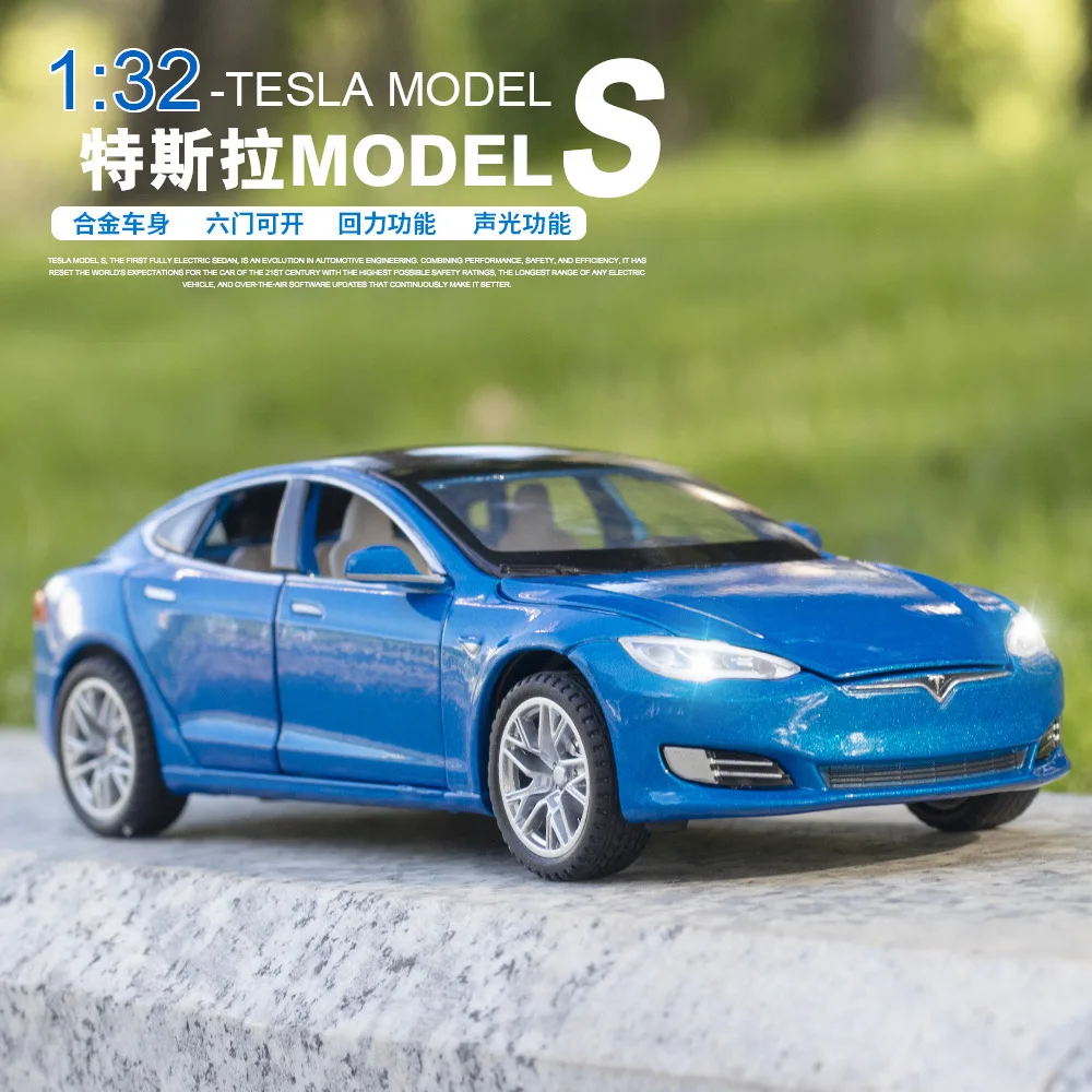 132 Tesla MODEL S High Simulation Diecast Metal Alloy Model car Pull