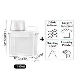 Airtight Laundry Detergent Powder Storage Jar with Labels - 2300ml Capacity (1100ML)