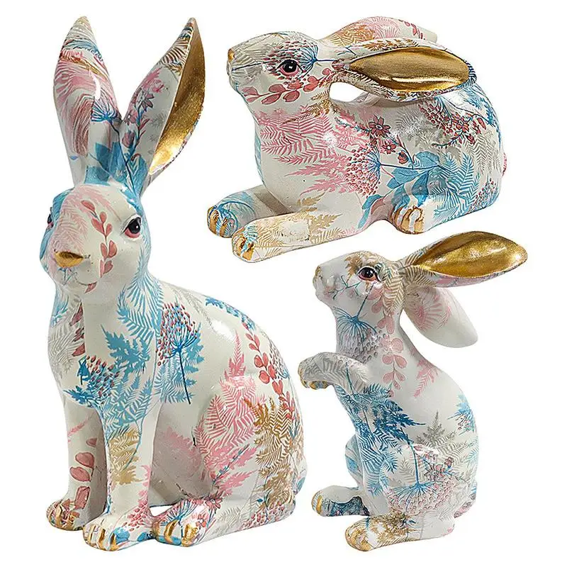 

happay Easter Rabbit Figurines Resin Freestanding Bunny Statues Spring Sign gifts akids for home decoration decore table room