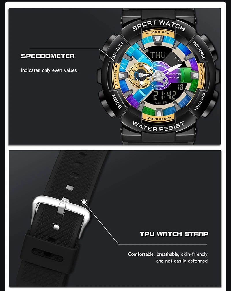 Sanda Men Digital Watch G Style Sports Waterproof Shock Military Premium Watches Magic Color Cool Luxury Wristwatch Relojes 9004