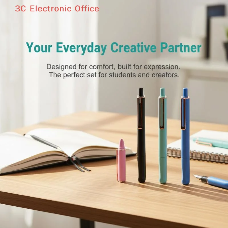 접이식 프레스형 만년필 컬러펜 바디 노치드 잉크펜 서예 연습용 교체 가능 잉크 필기펜
