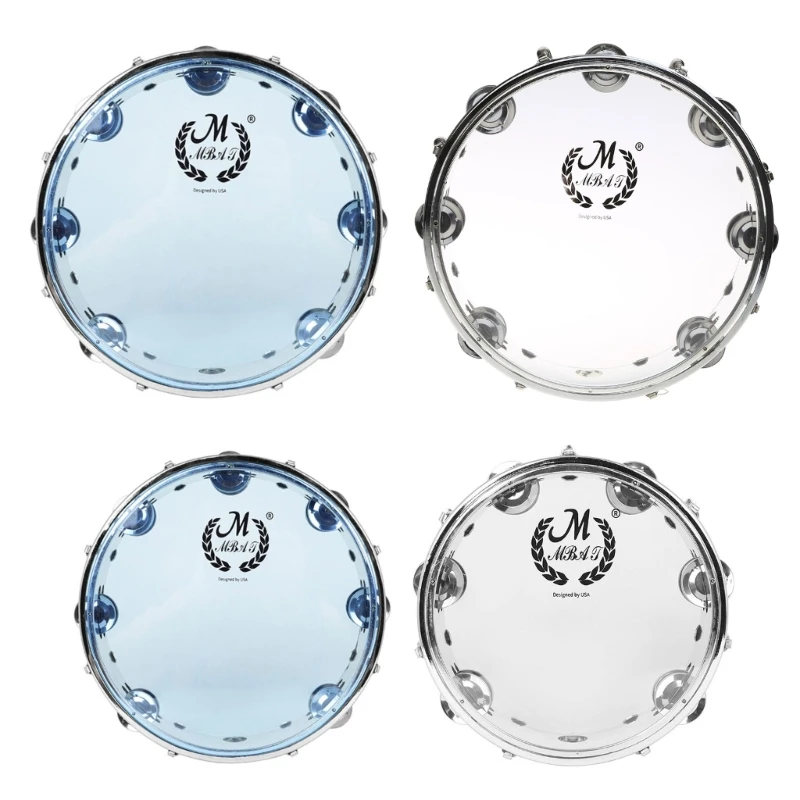 

8/10" Tambourine Handbell Hand Drum with Double Row Percussion Instrument TOP quality