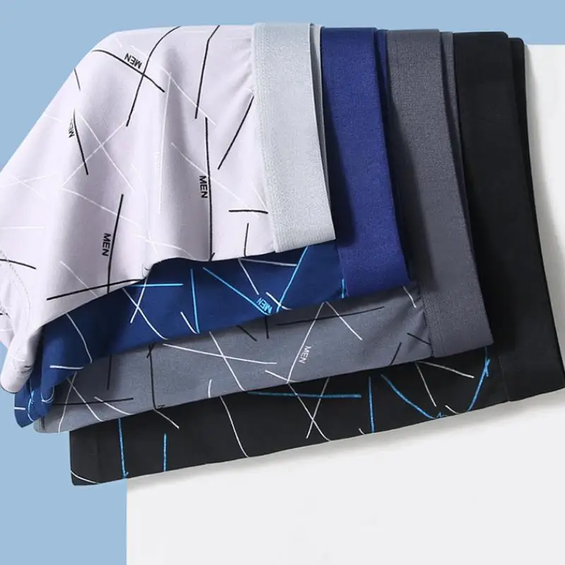 4Pcs Men's Boxer U Convex Printed Underpants Male Fashion Comfortable Shorts Panties Man Solid Breatable Underwear 45-100kg - Image 2