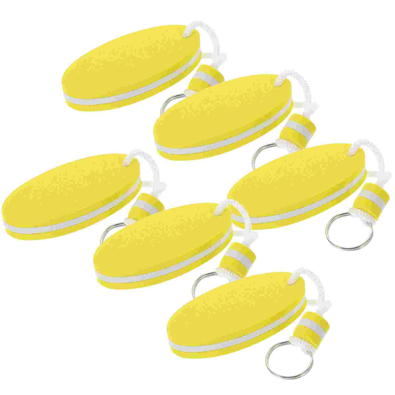 6 Pcs Surfboard Oval Keychain Eva Pendant Floating Water Foam Sponge Buckle Buoy Ring Keychains Decors Portable Colored