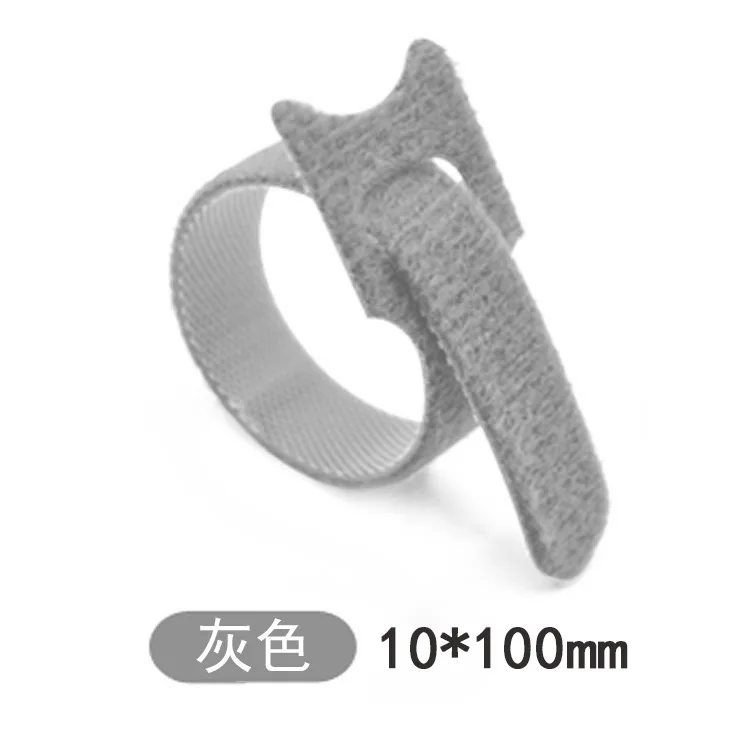 10pcs Reusable Adhesive Fastener Tape T-type Hooks and Loops Fasteners Back To Back Cable Ties Strong Wire Harness Magic Tie 