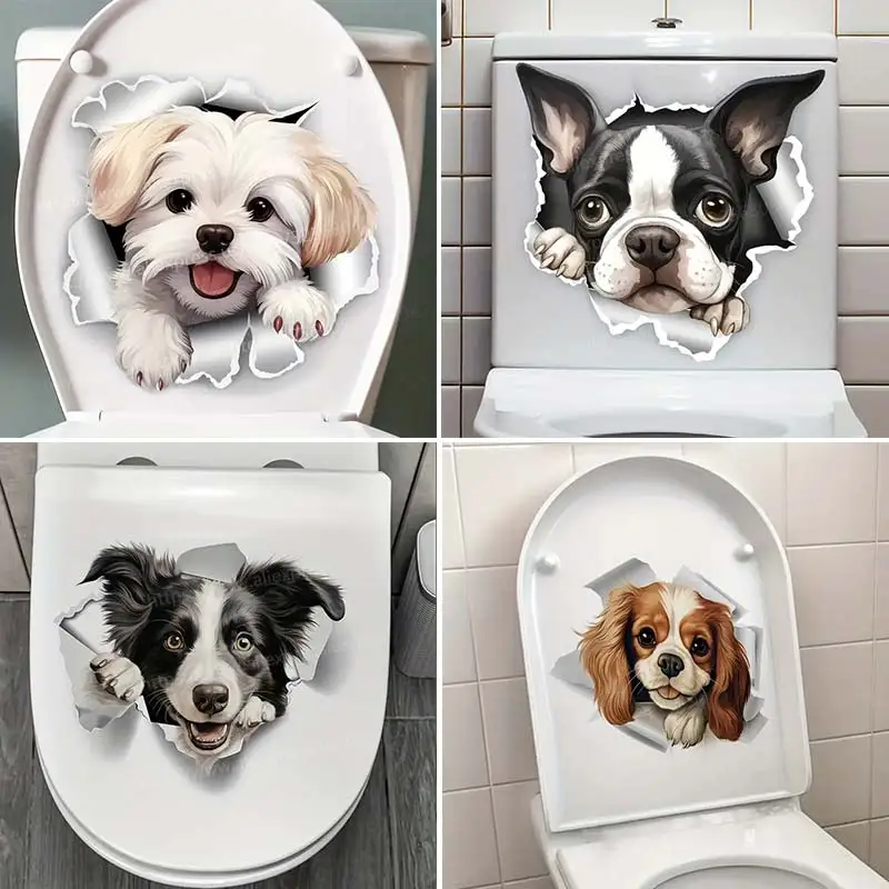 

Cute Dog Toilet Stickers Bathroom Decoration Stickers Door Stickers Wall Stickers Waterproof Self-adhesive Decals M813