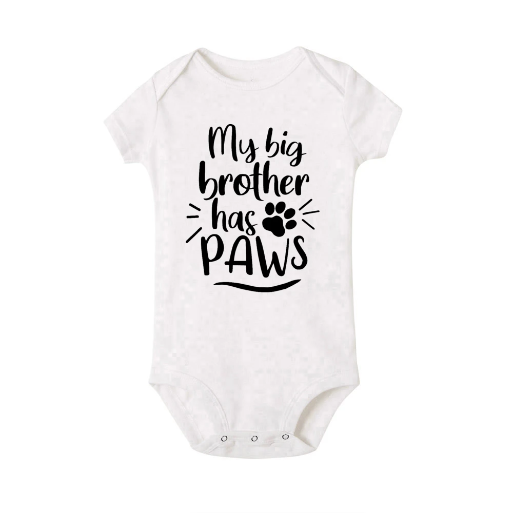 My Big Sister / Brother Has Paws Matching Dog Bandana and Toddler Romper Baby and Dog Matching Outfits Baby Announcement Gifts 5
