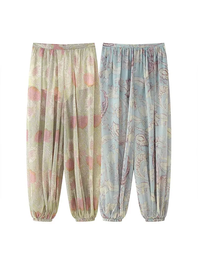 High-level Sense Of Design Women Printing Pants Fashion Lantern Pants 2025 Autumn Light And Thin High Street Trousers