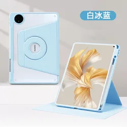UltraClear 720° Rotating Magnetic Detachable Tablet Case - Transparent Protective Cover for MatePad SE 10.4 2022 (Sky Blue)