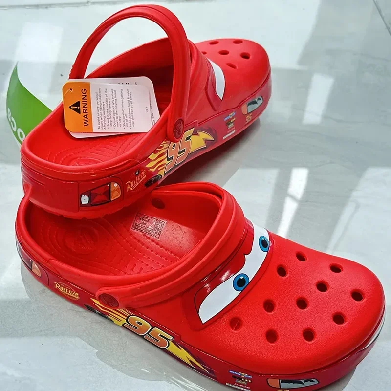 Disney Lightning Mcqueen Pixar Crocs Outdoor Beach Slippers Cute Cartoon Anime Pool Anti Slip Crocs No95 Car Slippers Shoes Toys crocs slippers
