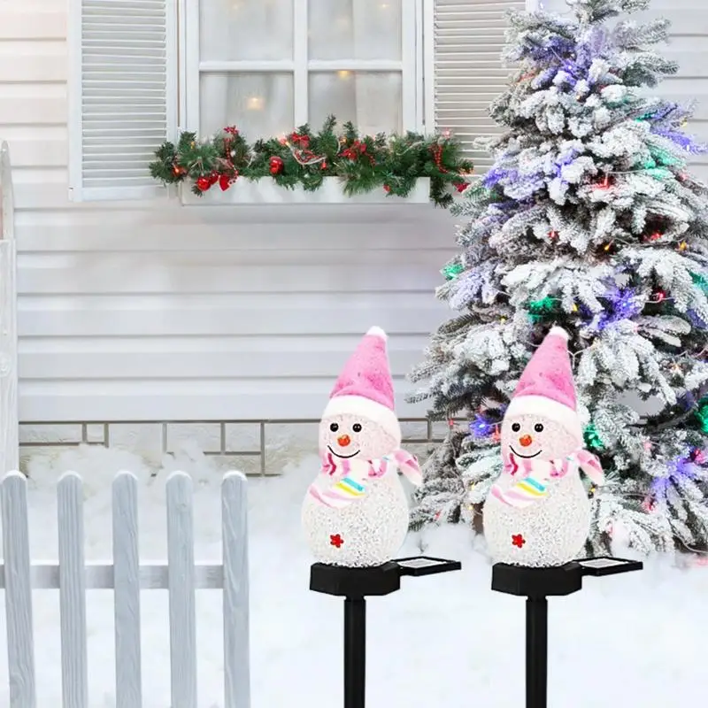 Christmas Snowman Solar Stake Lights Waterproof Outdoor Solar Lights Christmas Decorations Outdoor For Garden
