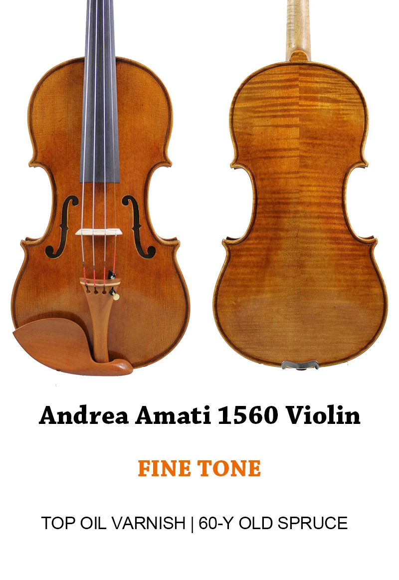 Andrea Amati 1560 Violin Copy! ! Antique Oil Varnish Case Bow!Professional Violin 4/4!Fine Tone! Handmade Violin!