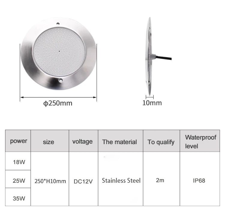 Description Picture 5 of item35W Rgb Wifi Tuya Control 10mm Slim Flat 316SS Led Underwater Light Wall Mounted Piscina Swimming Pool Lamp
