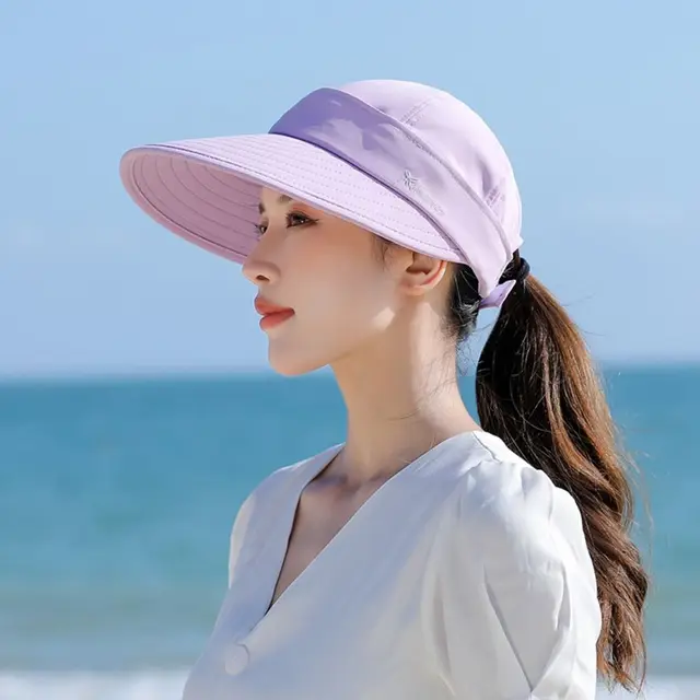 Cappello Da Sole Donna Con Foro Per Coda Di Cavallo – Tesa Larga, Protezione UV, Pieghevole