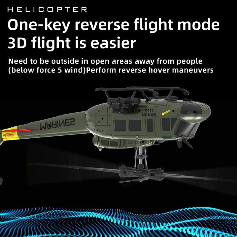 New RC ERA C032 (UH-1) RC Helicopter 6-Channel Brushless Model Airplane Intelligent Positioning Electric Remote-Controlled Toy - 6