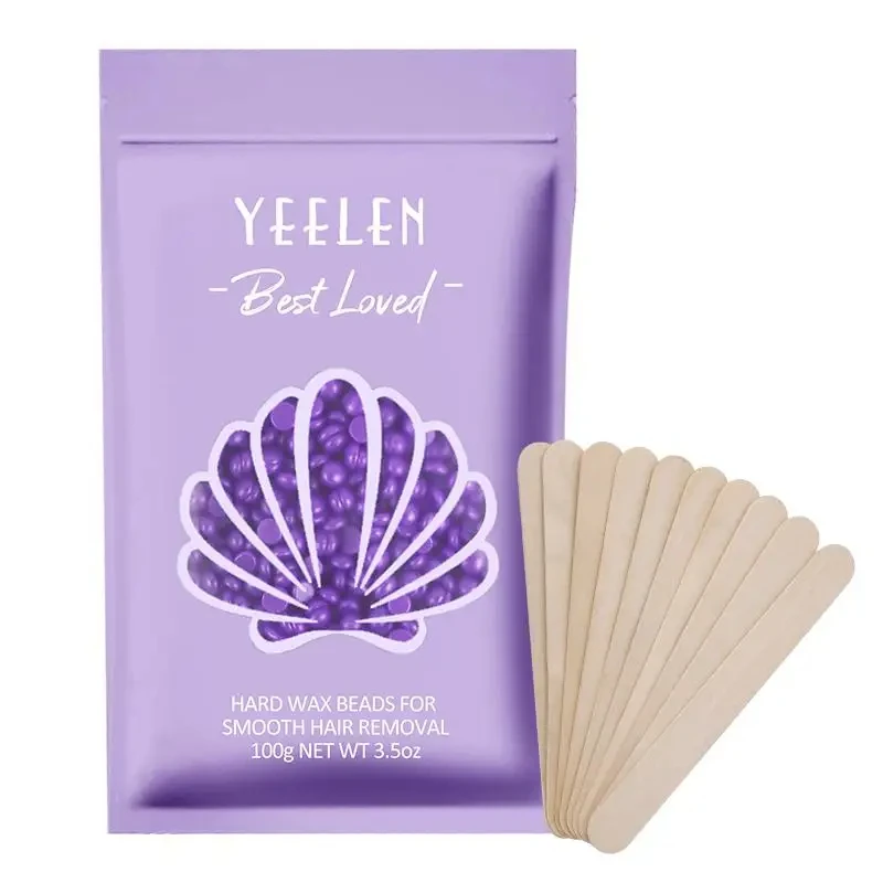 Hard Wax Beads 3.5 Oz 100g for Hair Removal 10 Sticks Brazilian Waxing for Bikini Face Eyebrow Chest Legs Armpit Women Men hair removal wax