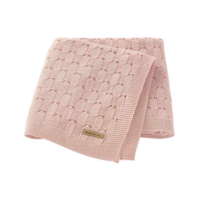 Baby Blankets Plaid 100*80cm Knit Newborn Infant Boy Girl Solid Color Stroller Swaddle Wrap Soft Comfortable Toddler Cotton Mats