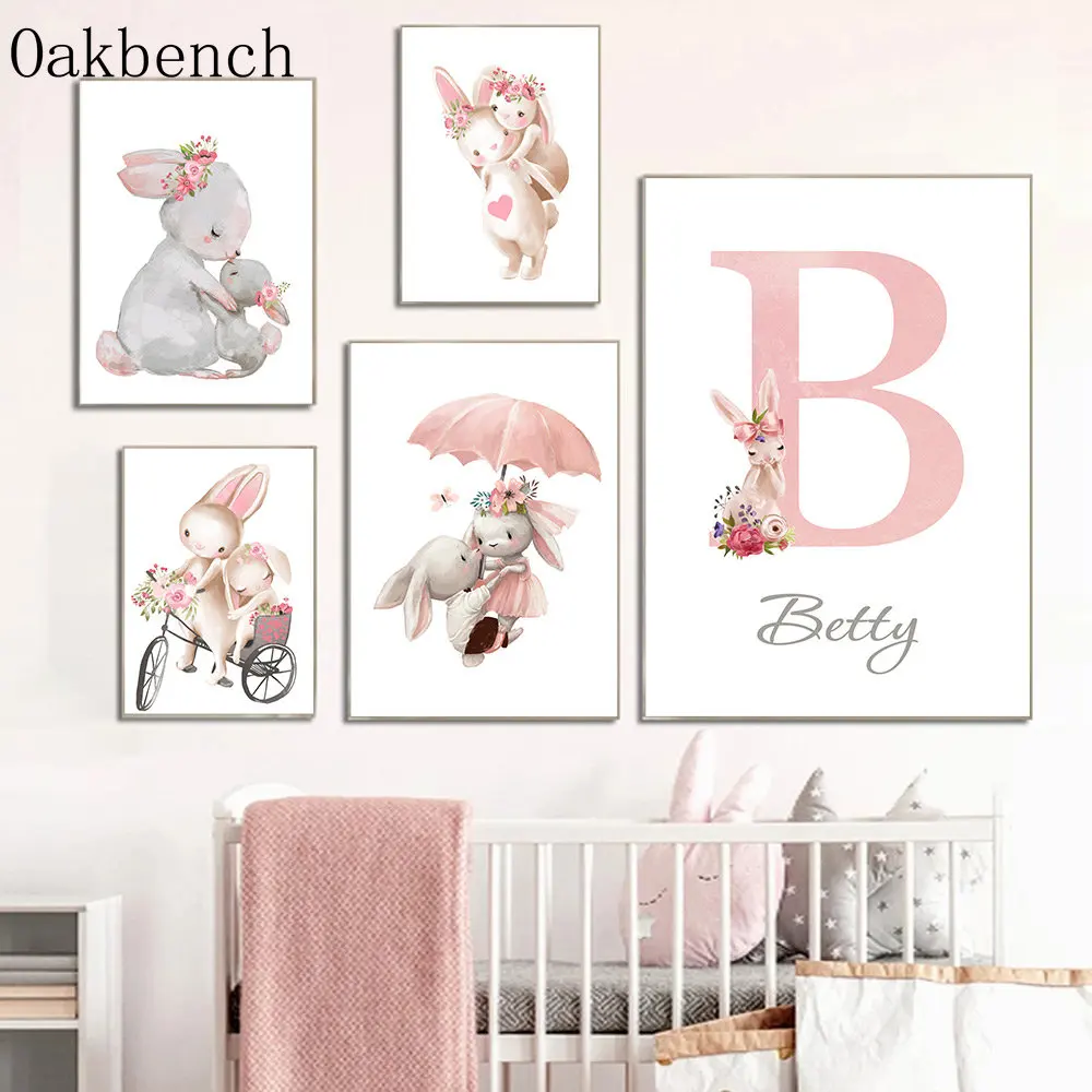 

Umbrella Bike Wall Art Custom Name Art Prints Mother and Kids Print Pictures Love Canvas Poster Nursery Posters Baby Room Decor