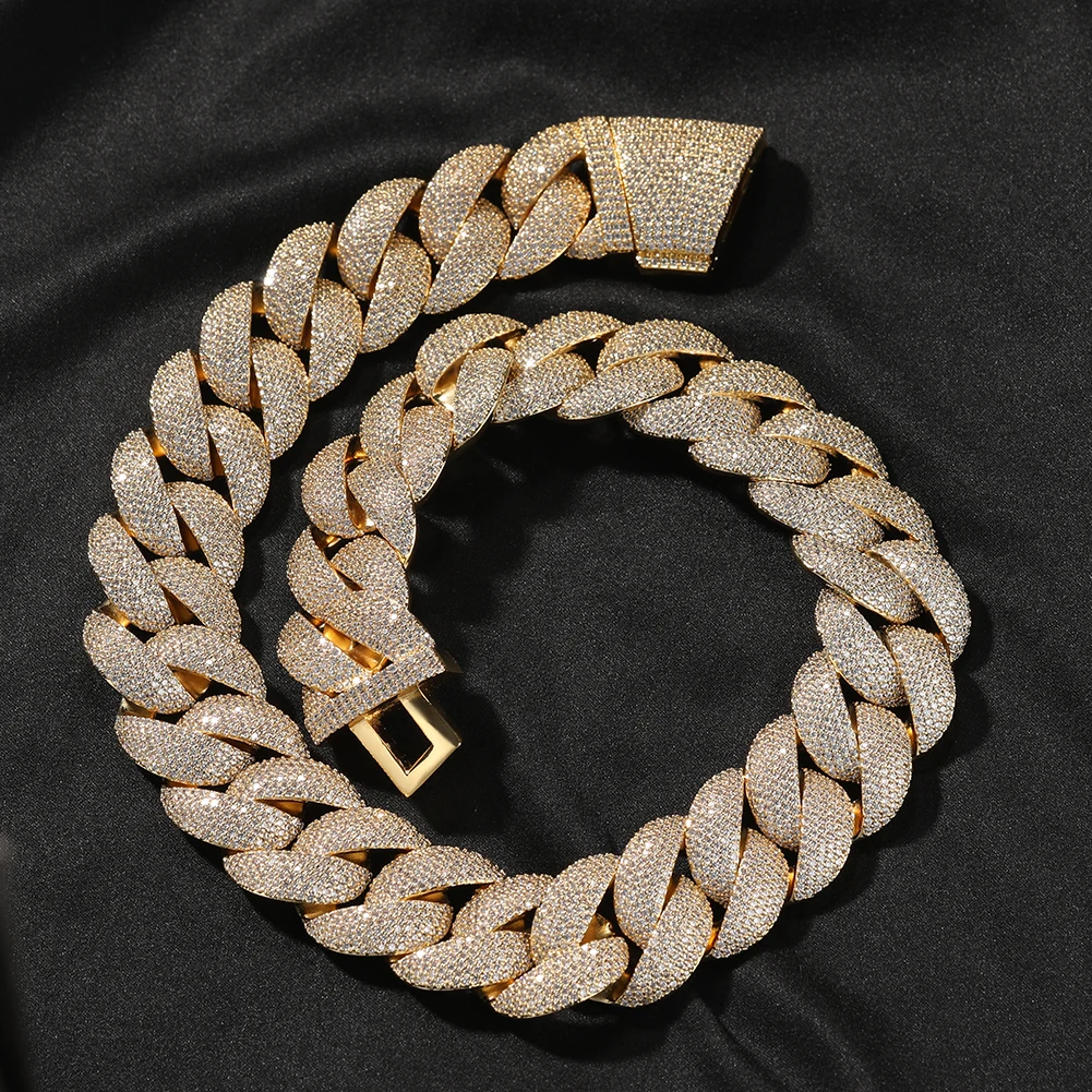 THE BLING KING - Collana Uomo Catana Cubana Placcata Argento 9mm, 24 Pollici (61cm), 63g