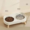 Cat Bowl Stainless Steel Double Bowl Anti Knock Pet Bowl Water and Food Integrated Cat and Dog Bowl Protects Cervical Spine 4