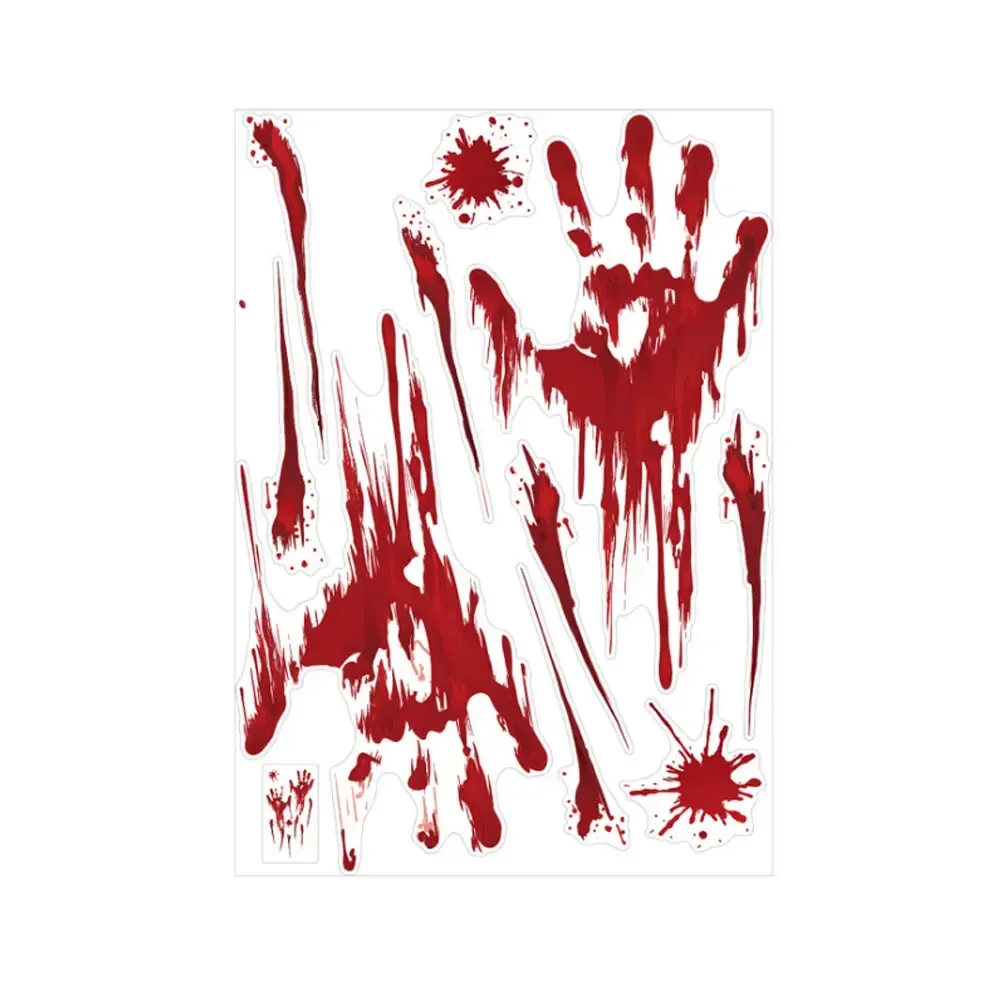 Spooky Halloween Window Stickers Decoration Scary Blood Hand Party Bloody Red Decals Home Accessories Living Room