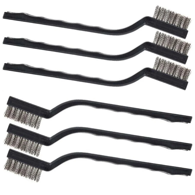 6pc set Small Wire Brushes Cleaning Brushes For Mechanical Part Derusting Remove Paint Accessories 17cmx1cm Stainless Steel Wire 4