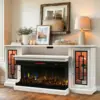 75-inch Electric FireplaceTV Stand 3-side Glass LED Modern Media Entertainment Center Console Adjustable Flame 40-inch Fireplace 1