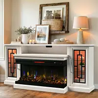 75-inch Electric FireplaceTV Stand 3-side Glass LED Modern Media Entertainment Center Console Adjustable Flame 40-inch Fireplace 1
