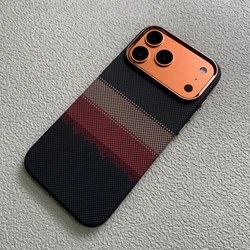 Carbon Fiber Texture Magnetic Phone Cover with Alloy Lens Protection and Enhanced Charging Capabilities - iPhone 16 Pro Max (Color 1)