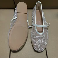 Mesh Embroidery Flower Ballet Flats Women Comfort Round Toe Breathable Mary Jane Shoes Fashion Brand Designer Shoes for Ladies - Image 5