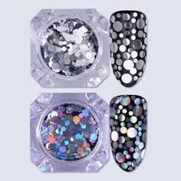 Mixed Size Nail Glitter Paillette Sequins Holographic Silver Flakies Colorful Round Rhombus 1