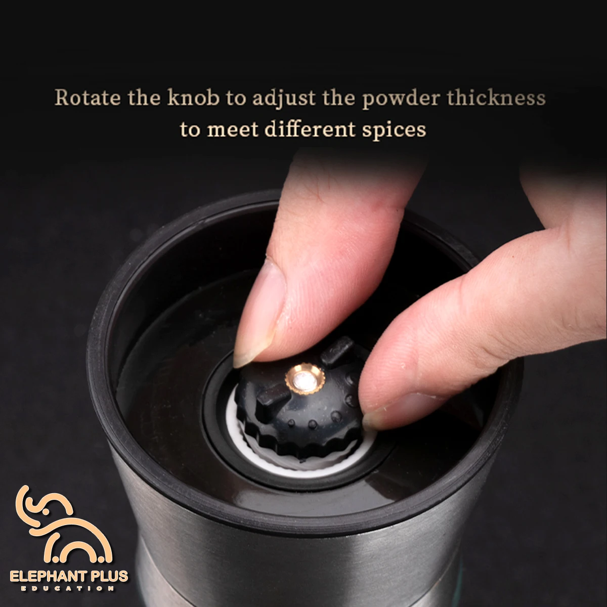 Kitchen Grinder 304 Stainless Steel - for Pepper, Sea Salt & Spices, Adjustable Coarse to Fine, Refillable with Glass Jar - Image 4